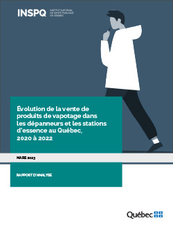 Évolution de la vente de produits de vapotage dans les dépanneurs et les stations d’essence au Québec, 2020 à 2022